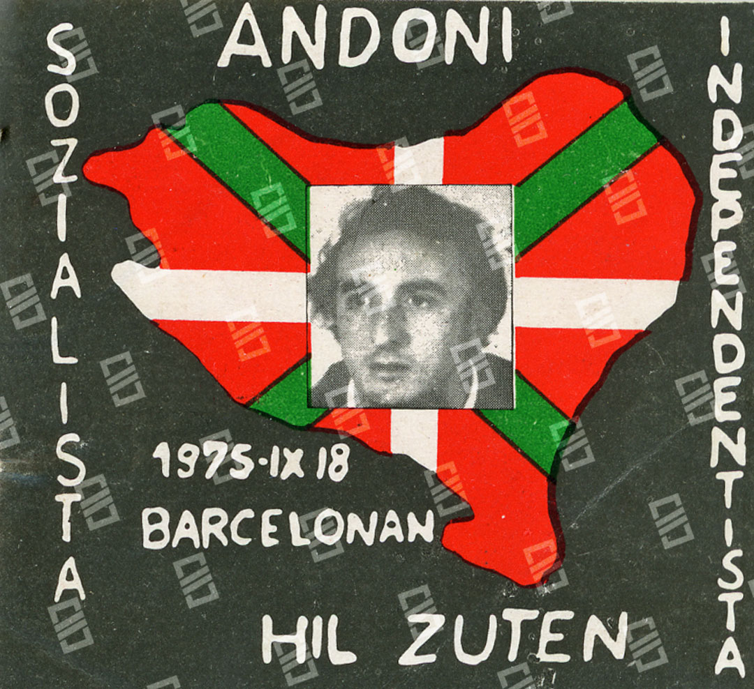 SOZIALISTA ANDONI 1975-IX-18 BARCELONAN HIL ZUTEN. INDEPENDENTSIA\